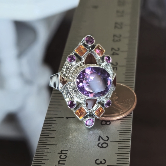 NICKY BUTLER 925 Sterling Silver Amethyst Topaz Rhodolite Designer Ring Sz 6 NWT - Picture 14 of 16